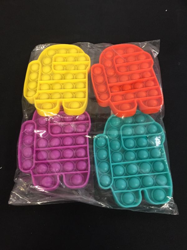 Photo 2 of 4 Packs Pop Poop Fidget Toy, Sensory Anxiety Stress Relief Satisfying ADHD fidgets Bubble Figetget Popper Figit Set, Purple Orange Yellow Green Poppop Fidgettoys
