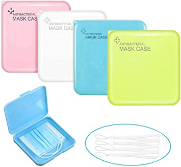 Photo 1 of 4 Pcs Colorful Face Mask Case Portable Storage Boxes Reusable Case Holder Organizer Plastic Face Cover Box with school/Office
