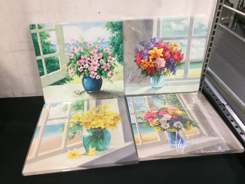 Photo 2 of 4 Piece 13.5in x 13.5in Floral Decor for Bedroom, Living Room, Bathroom, Office