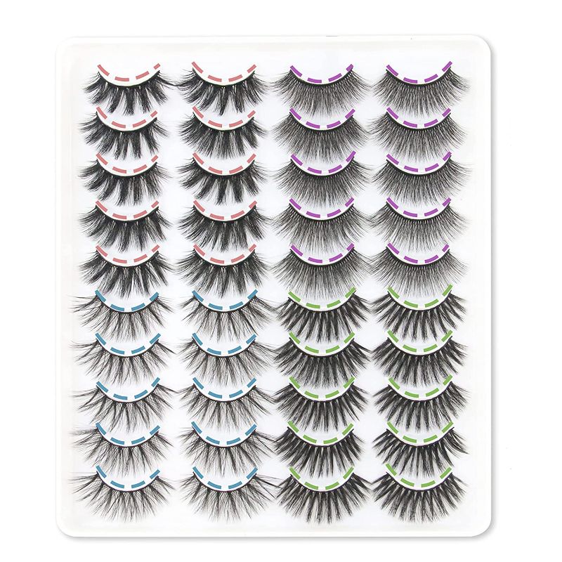 Photo 1 of 2PC LOT, HANWENER 20 Pairs False Eyelashes 4 Styles Eyelashes Pack 18MM Natural Fluffy Volume Faux Mink Lashes Pack, DAODER False Eyelashes Colored Lashes Red 25mm Wispy Dramatic Long Fluffy Eye Lashes Purple Mixed Fake Eyelashes (Baby Girl)
