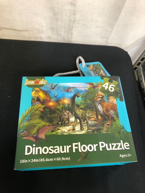 Photo 2 of LeonMake Dinosaur Puzzle for Kids Toys: 46 Piece Big Floor Puzzle for 3-8 Year Old Boys & Girls | Fluorescent Jigsaw Puzzles as Christmas Birthday Gift for Toddler | 18 x 24 inch
