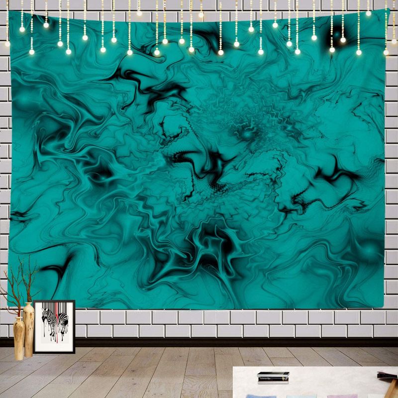 Photo 1 of Batmerry Abstract Fantasy Fractal Tapestry, Abstract Swirly Fantasy Fractal Teal Black Digital Tapestry for Living Room Bedroom Walll Hanging Decorative 51.2x59.1 Inch
