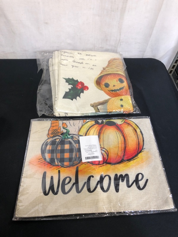 Photo 3 of 2PC LOT, Halloween Throw Pillow Covers 18 X 18 Inch Set of 4 Halloween Pumpkin Cushion Covers Linen Fabric Pillowcases for Home Sofa Bedroom Car Decor, Fall Garden Flag Farmhouse Decor, 12.5 x 18.5 inch Yard Flag Harvest Thanksgiving Autumn Pumpkin Gnome 