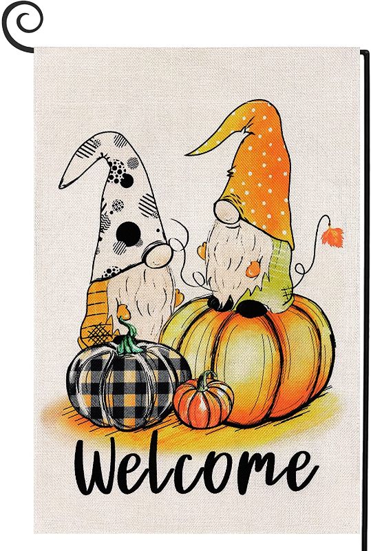 Photo 1 of 2PC LOT, Halloween Throw Pillow Covers 18 X 18 Inch Set of 4 Halloween Pumpkin Cushion Covers Linen Fabric Pillowcases for Home Sofa Bedroom Car Decor, Fall Garden Flag Farmhouse Decor, 12.5 x 18.5 inch Yard Flag Harvest Thanksgiving Autumn Pumpkin Gnome 