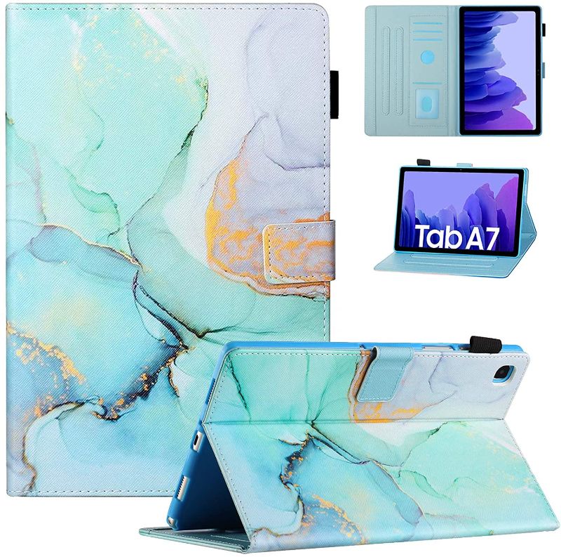 Photo 1 of Fancity Case for Samsung Galaxy Tab A7 10.4 inch 2020, Tab A7 PU Leather Stand Case with Auto Sleep/Wake for Galaxy Tab A7 10.4" 2020 Tablet (Model SM-T500/T505/T507), Green Marble, 2 COUNT 