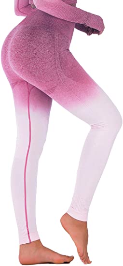 Photo 1 of RUNNING GIRL Ombre Seamless Cute Gym Leggings Power Stretch High Waisted Yoga Pants Running Workout Leggings, SIZE L 