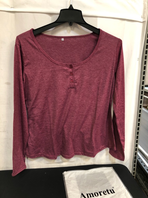 Photo 1 of WOMEN'S LONG SLEEVE SHIRT, MAROON, SIZE XL 