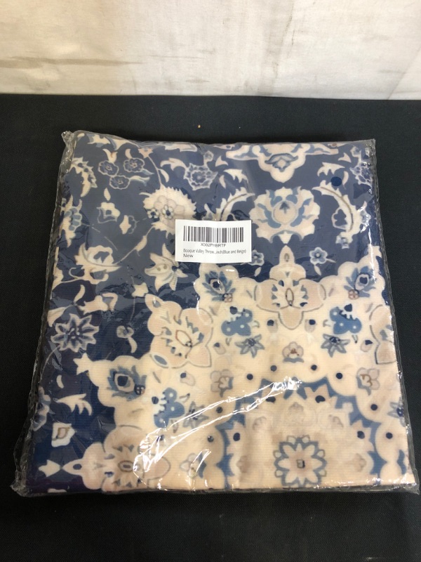 Photo 1 of Booque Valley Throw Pillow Covers, Pack of 2 Ethnic Bohemian Pattern Cushion Covers Floral Medallion Compass Mandala Style Decorative Pillowcases, 18 x 18 inch(Blue and Beige)
