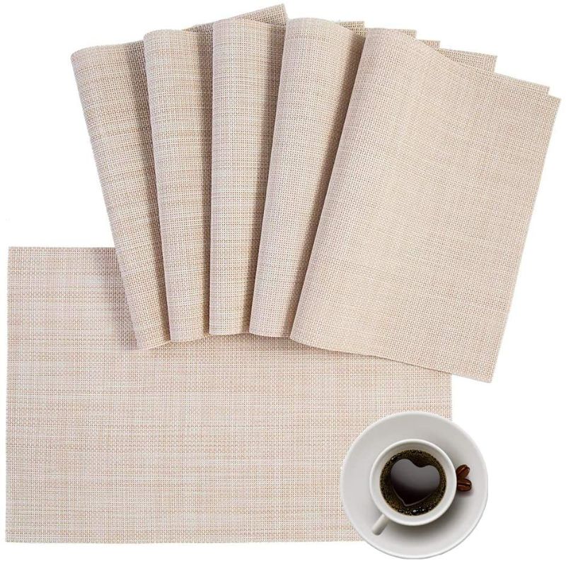 Photo 1 of Dolopl Placemats, PVC Table Mats,Placemat Sets of 4 Non-Slip Washable Coffee Mats,Heat Resistant Kitchen Tablemats (Beige)
