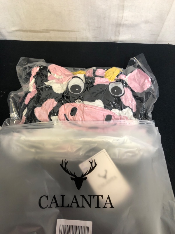 Photo 2 of CALANTA Cow Onesie Kids Animal Costume Girls Pajamas One Piece Cosplay Halloween Christmas Plush Sleepwear
 SIZE 5-6 YRS