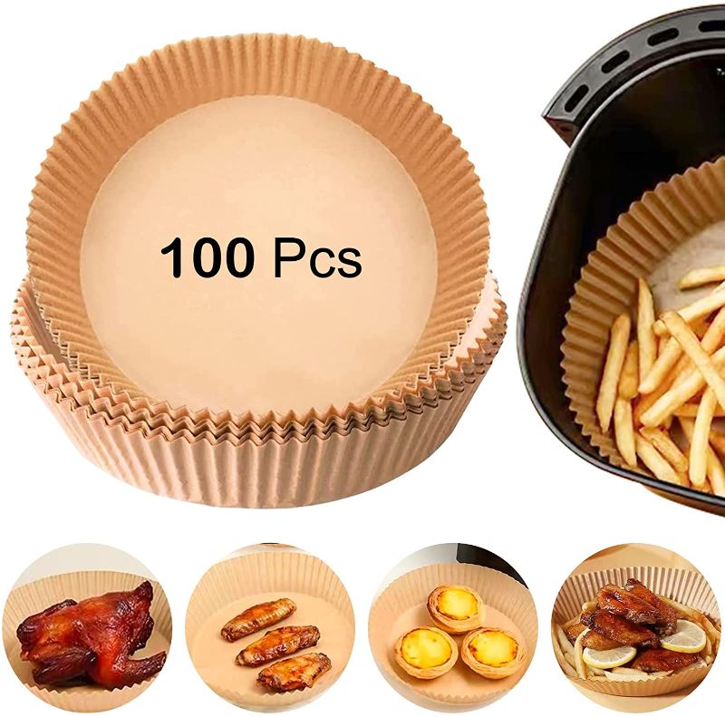 Photo 1 of Air Fryer Disposable Paper Liners, Non-Stick Disposable  (100Pcs-6.3 inch) 
