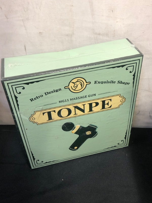 Photo 1 of TONPE Massage Gun, Handheld Mini Percussion Muscle Massage Gun for Athletes, 4 Heads Portable Deep Tissue Massager for Neck, Back and Shoulder(Green) FACTORY SEALED BOX HAS MINOR RIP DAMAGE 
