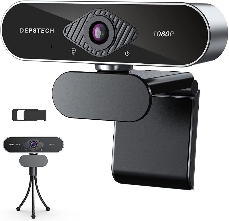 Photo 1 of Webcam with Microphone, DEPSTECH 1080P HD Webcam with Auto Light Correction for Desktop/Laptop, Streaming Computer USB Web Camera for Video Conferencing, Teaching, Streaming, and Gaming-D04
