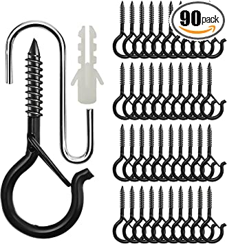 Photo 1 of 40 Pack Q-Hanger Hooks for Outdoor String Lights, Light Hanger Hooks Screw Hooks Wall Cabinet Ceiling Hooks with Safety Buckle Design, Christmas Lights Hanger Hooks, Heavy Duty 40LB Capacity Q Hook
