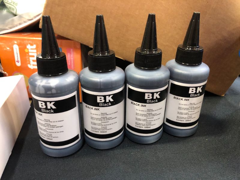 Photo 2 of 100ml/Bottle New Improved Refill Dye Ink Bottle for HP GT 51 52 GT51 GT52 GT5810 GT5820 Printer Dye Ink for HP (4 Black)
