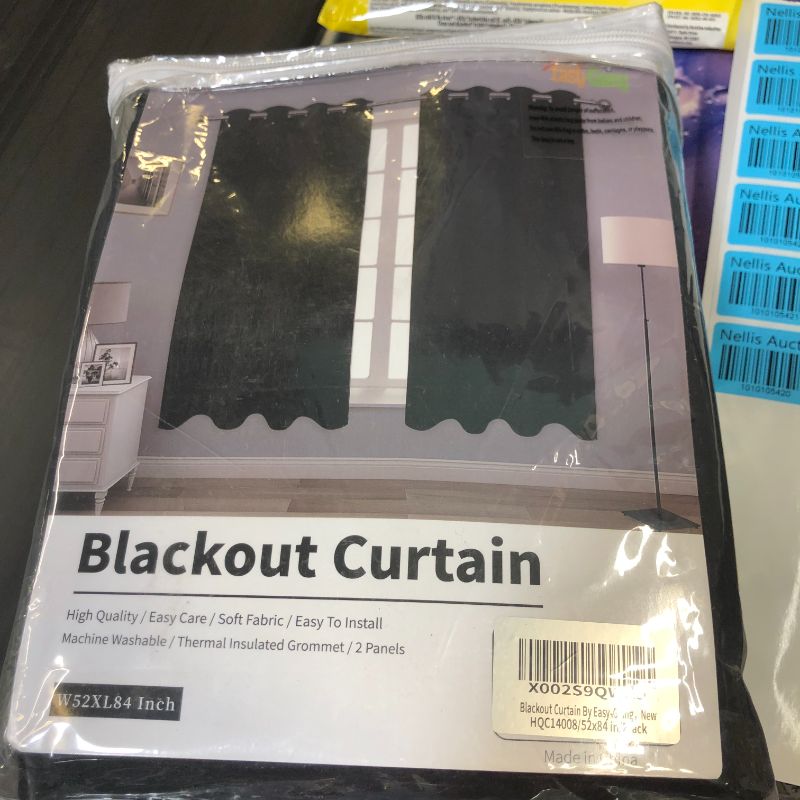 Photo 2 of Easy-Going Blackout Curtains for Bedroom, Solid Thermal Insulated Grommet and Noise Reduction Window Drapes, Room Darkening Curtains for Living Room, 2 Panels(52x84 in,Black)
