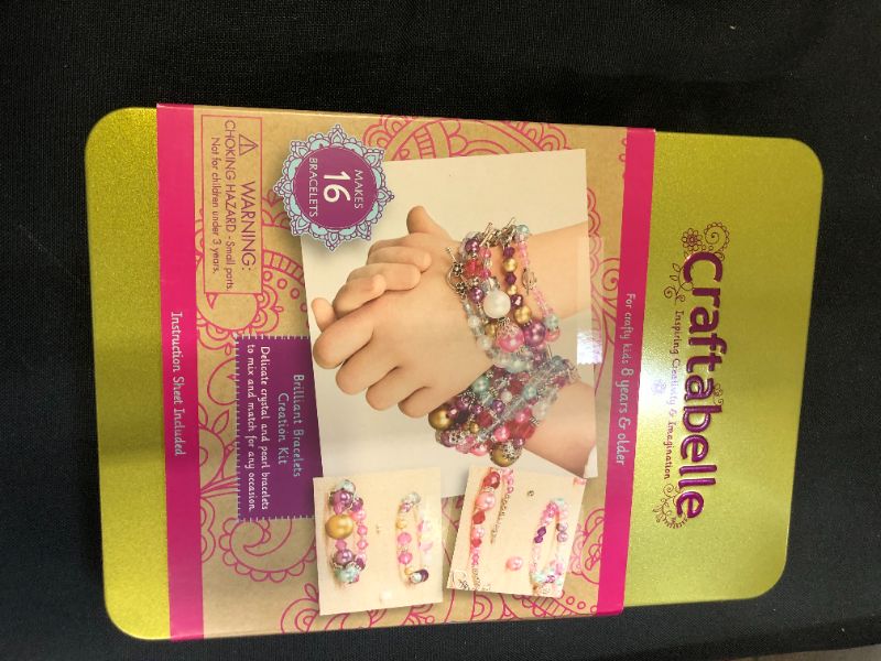 Photo 2 of Craftabelle – Brilliant Bracelets Creation Kit – Bracelet Making Kit – 492pc Jewelry Set with Crystal and Pearl Beads – Arts & Crafts for Kids