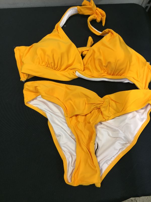 Photo 1 of WOMEN'S YELLOW 2 PIECE SWIMSUIT SIZE M 