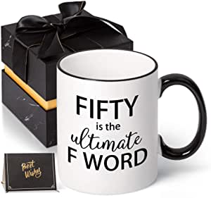 Photo 1 of 50th Birthday Gifts for Women and Men - Fifty The Ultimate F Word-Birthday Gift Ideas Funny for Mom Dad Husband Wife - 11 oz Coffee Mug for 50 Years Old