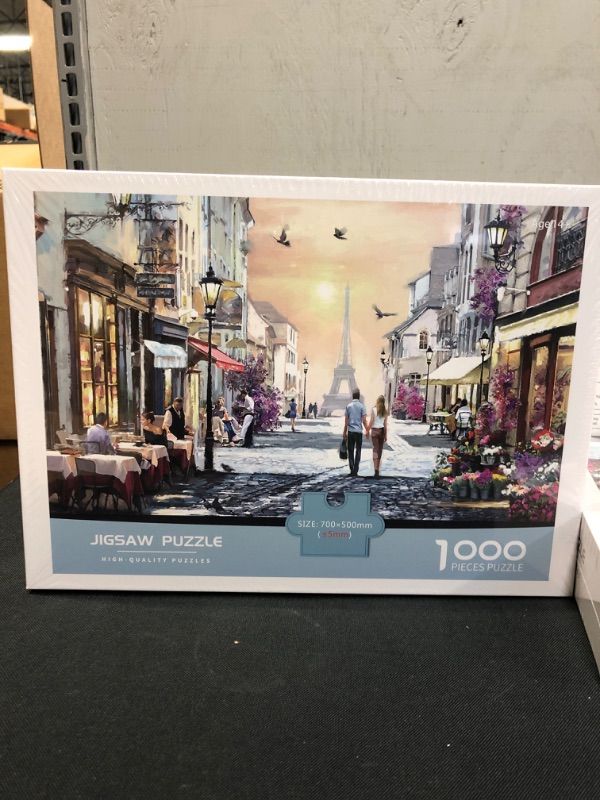 Photo 2 of 1000 piece puzzles for adults-romantic paris -lovers walking large size jigsaw puzzle toy thick sturdy puzzles piece fit together perfectly