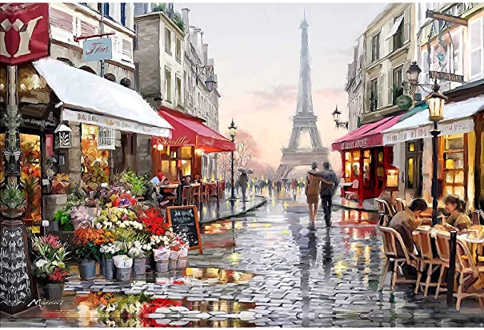 Photo 1 of 1000 piece puzzles for adults-romantic paris -lovers walking large size jigsaw puzzle toy thick sturdy puzzles piece fit together perfectly