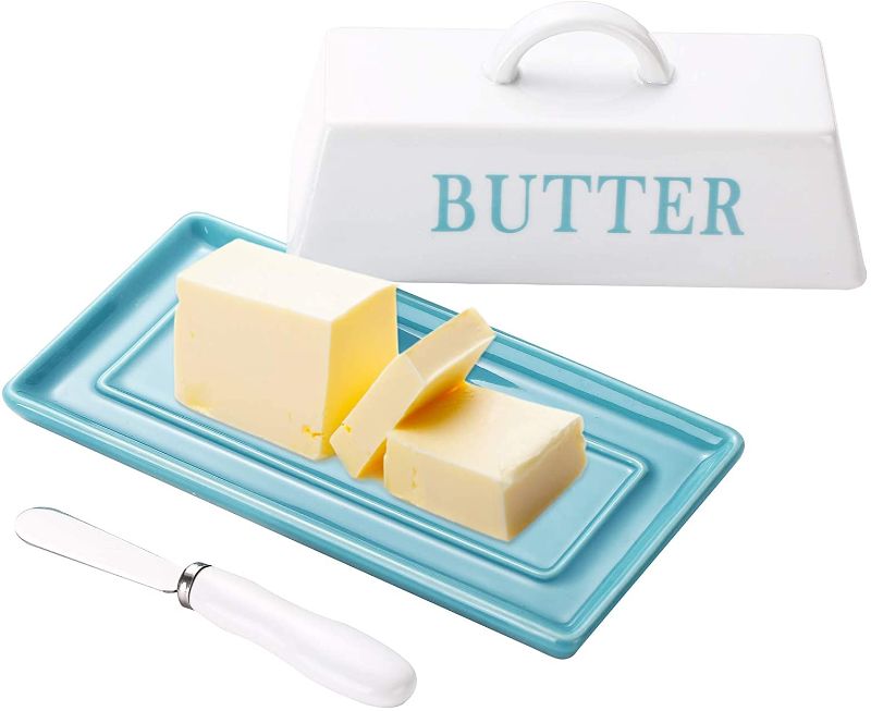 Photo 1 of  Butter Dish, Ceramic Porcelain Butter Dish with Lid Handle Cover Design for East/West Coast Butter
Visit the YouPeng Store