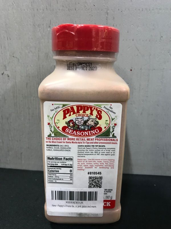 Photo 1 of Pappy's Choice Seasonings - Original. Perfect for bbq and smoked brisket, steak, beef, chicken, fajita, hogs, rib, seafood, bagel, popcorn, jerk, pizza and more. OCT/2023