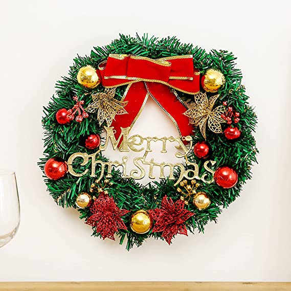 Photo 1 of 12 Inch Christmas Wreath for Front Door, Christmas Tree, Bedroom, Living Room, Courtyard Holiday Decoration, for Family, Friends,Colleagues, Christmas Decoration Gifts (A)