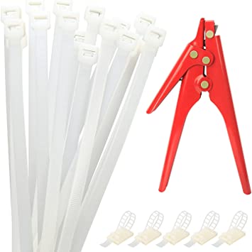 Photo 1 of CHS Zip Ties 18 Inch Heavy Duty White Clear With Cable ties Gun, 200 Pounds Tensile Strength, Strong Big Tie wraps , 56 Pack, Long Durable Nylon Wire tie for Workshop,Garden and Building