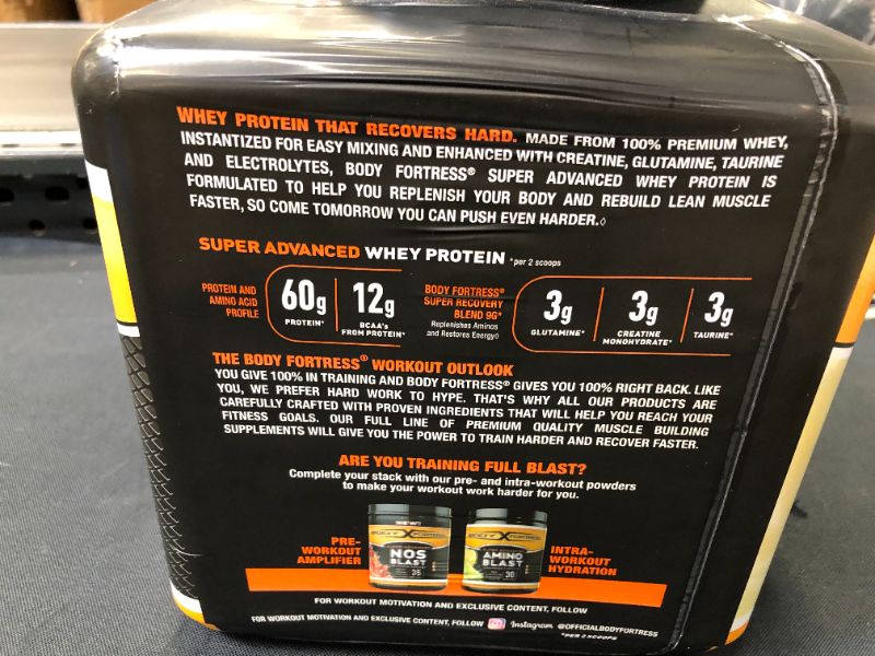 Photo 3 of Body Fortress Super Advanced Whey Protein Powder, Vanilla Flavored, 5 Lb
Packaging varies  Exp: 2/2022