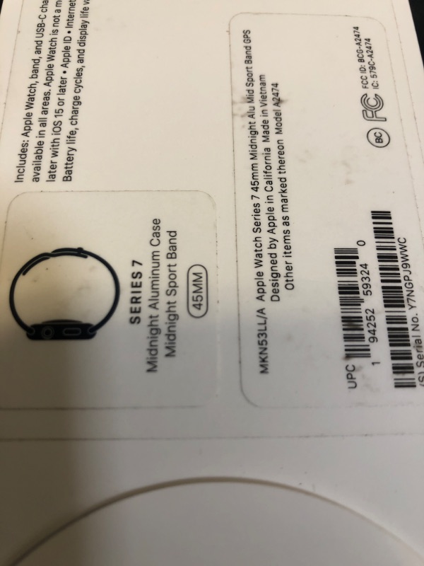Photo 1 of Apple Watch Series 7 [GPS 45mm] Smart Watch w/ Midnight Aluminum Case with Midnight Sport Band. Fitness Tracker, Blood Oxygen & ECG Apps, Always-On Retina Display, Water Resistant
