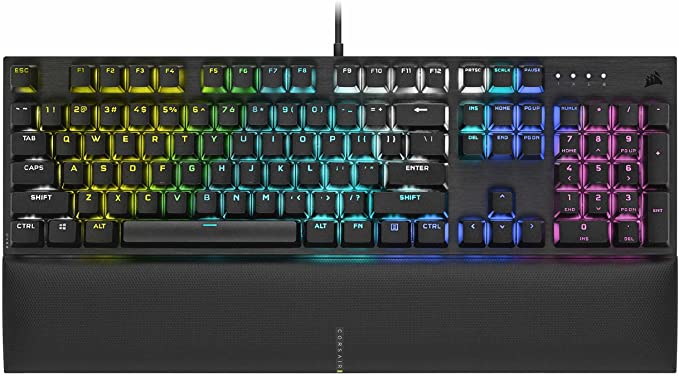 Photo 1 of Corsair K60 RGB Pro SE Mechanical Gaming Keyboard - Cherry Mechanical Keyswitches - Durable AluminumFrame - Customizable Per-Key RGB Backlighting - PBT Double-Shot Keycaps - Detachable Palm Rest