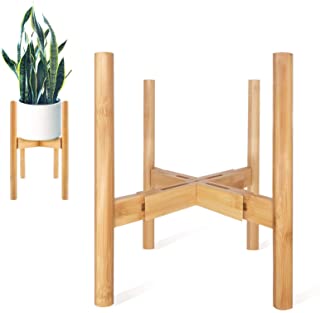 Photo 1 of Bamboo Plant Stand Indoor Adjustable 8 - 12 Inch Single Plant Holder Mid Century Plant Stand Outdoor Plant Stands For Living Room ,Balcony, Corner, Bedroom… (1pcs)
