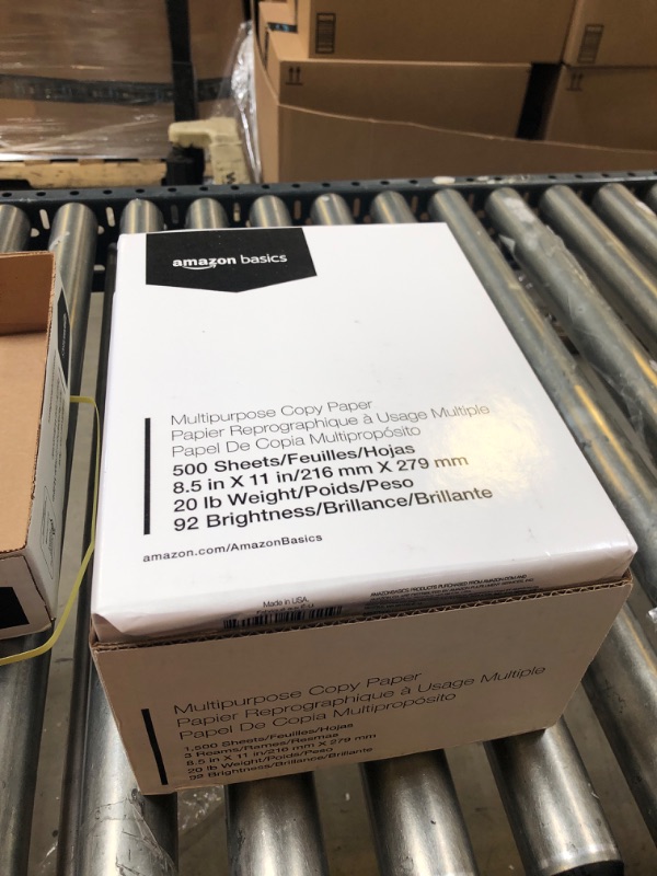 Photo 1 of Amazon Basics Multipurpose Copy Printer Paper - White, 8.5 x 11 Inches, 3 Ream Case (1,500 Sheets)