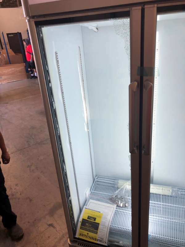 Photo 1 of Premium Levella Double Door Soda, Beer, Wine, Water and Beverage Merchandiser Display Refrigerator Upright Glass Doors Commercial Fridge 21 cu ft Freestanding LED Light Holds 684 Cans for Home, Store, Gym or Office with 8 Adjustable Removable Shelves (21)