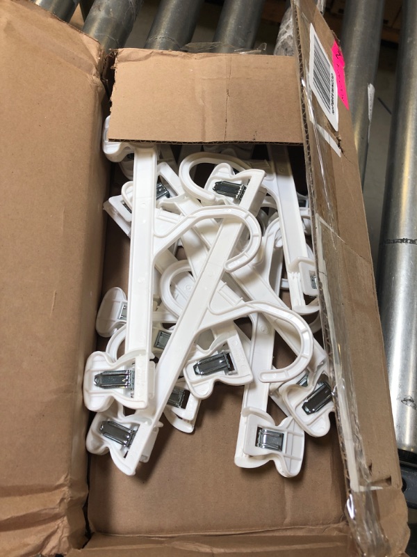 Photo 1 of Mainetti 6110 White All Plastic Hangers with Sturdy Plastic Non-Slip Clips, Great for Pants/Skirts/Slacks/Bottoms, 10 Inch (Pack of 10) -6110PWS10
