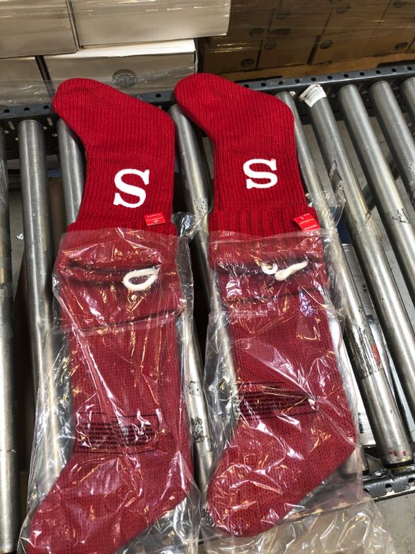 Photo 2 of 4 PACK Wondershop Holiday Christmas Stocking Knit Red Monogram Letter S Measures 19" Decorative 
