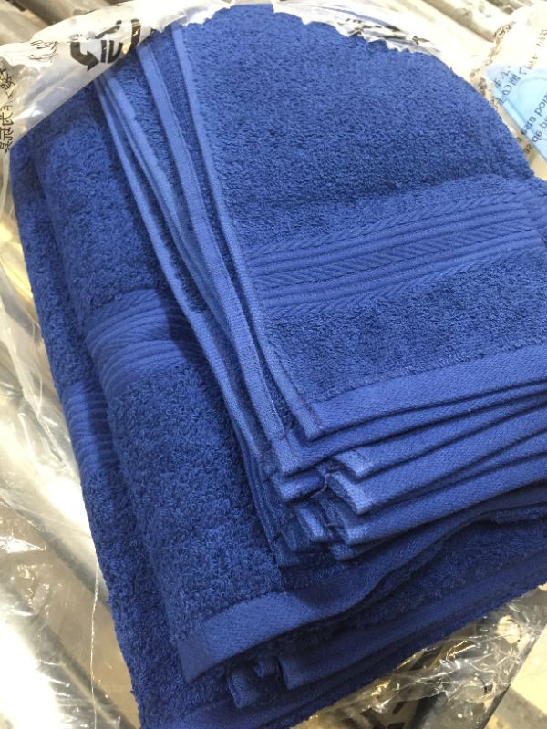 Photo 3 of Amazon Basics 6-Piece Fade Resistant Bath, Hand and Washcloth Towel Set - Navy Blue