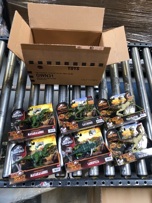 Photo 1 of CASE OF 6 ASSORTED DINOSAURS. SOME DUPLICATES- Mattel - Jurassic World Fierce Force DINO ESCAPE