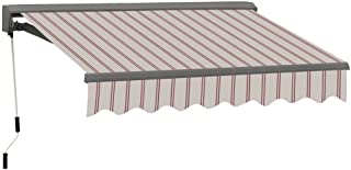 Photo 1 of ADVANING 12'X10' Motorized Patio Retractable Awning | Classic Series | Premium Quality, 100% Acrylic UV Sun Shade Awning, Color: Natural Beige Stripes, EA1210-A332H
