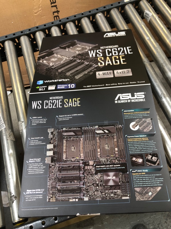 Photo 2 of ASUS WS C621E Sage Extreme Power Intel® Xeon® Processor Workstation Motherboard for Two-way XEON CPU performance, with U.2, M.2 connectors, dual Gb LAN, USB 3.1 Type-C & Type-A, 10 x SATA 6Gb/s ports
