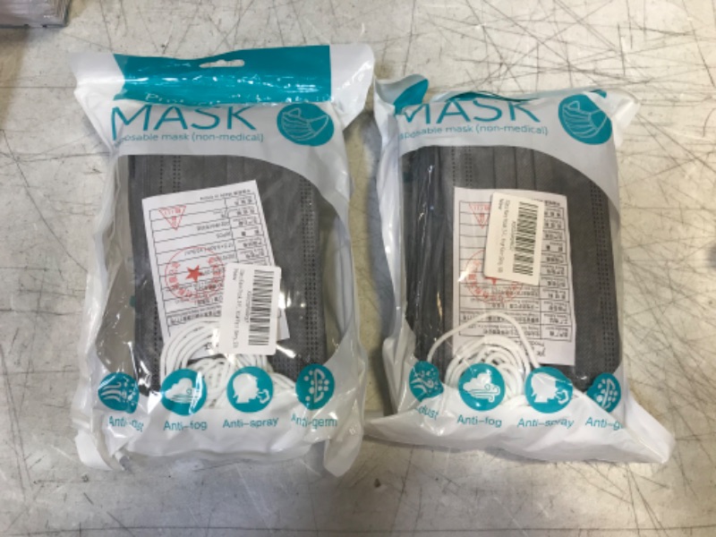 Photo 2 of 50pcs Face Mask Disposable Gray Breathable Safety Earloop Masks Nose Wire Comfortable Adult Face Masks -- 2 Pack