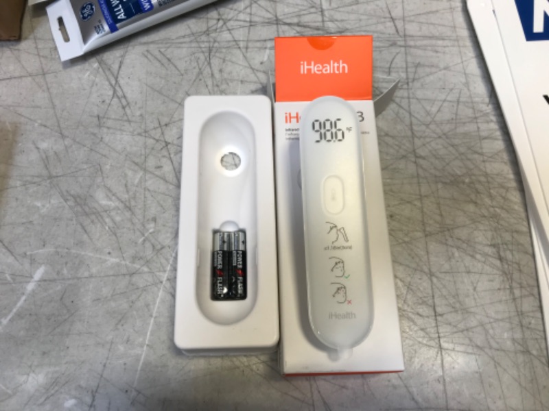 Photo 1 of iHealth Wireless No-Touch Thermometer for Adults, Digital Infrared Fever Thermometer for Home, Thermometer for Babies & Kids with 3 Sensors, Bluetooth Forehead Thermometer with Gentle Vibration Sensor
