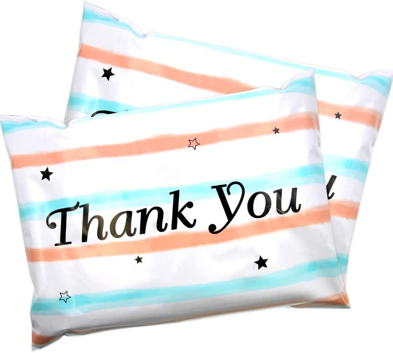 Photo 1 of "Thank You" Shipping Bags Poly Mailer Bag Plastic Mailing Bag 100 Packs 10 X 13 Self Seal Adhesive for Business
