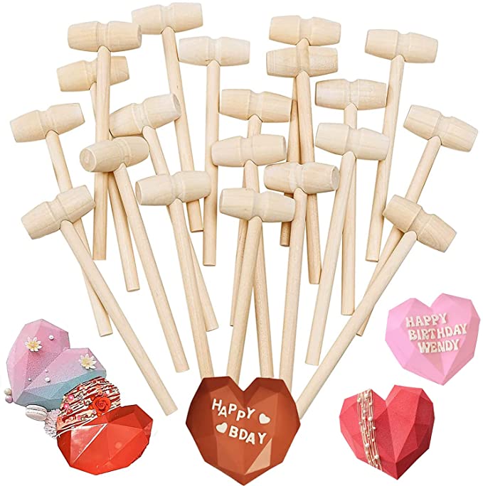 Photo 1 of 20 Pieces Mini Wooden Hammer Mallets Pounding Toy, Wooden Crab Lobster Shellfish Mallets Solid Natural Hardwood Crab Hammer for Cracking Chocolate, Seafood Tool ( PACK OF 2 ) 
