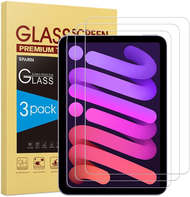 Photo 1 of 3 Pack SPARIN Screen Protector Compatible with iPad Mini 6 2021 8.3 Inch, Tempered Glass Screen Protector for iPad Mini 6th Generation, High Response 4 PACK
