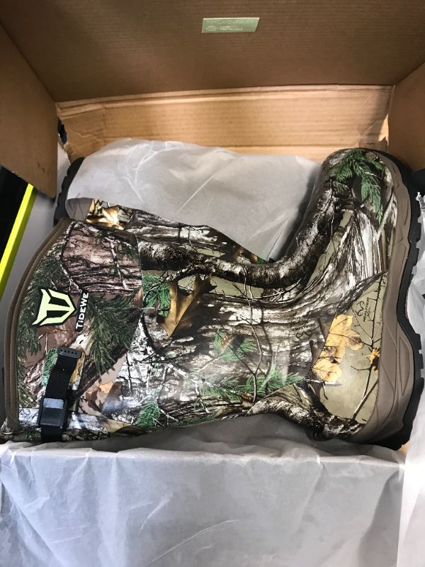 Photo 2 of TIDEWE Rubber Hunting Boots with 800g Insulation, Waterproof Insulated Realtree Xtra Camo Warm Rubber Boots with 6mm Neoprene, Durable Outdoor Hunting Boots for Men (Size 5-14)
