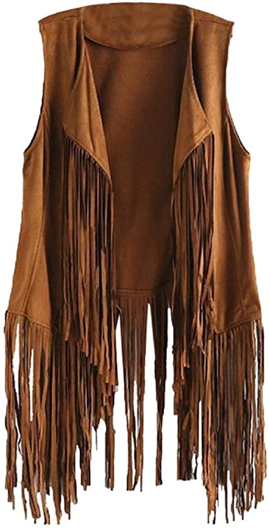 Photo 1 of Women Open-Front Faux Suede Sleeveless Tassels Vest Cardigan Female
2XL