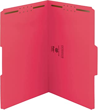 Photo 1 of Smead Fastener File Folder, 2 Fasteners, Reinforced 1/3-Cut Tab, Legal Size, Red, 50 per Box (17740)
