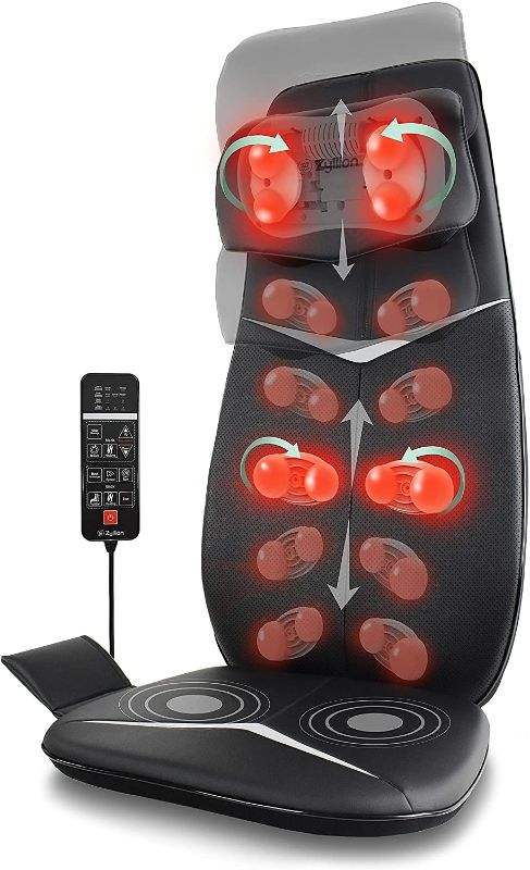 Photo 1 of Zyllion Shiatsu Neck and Back Massager - 3D Kneading Deep Tissue Full Body Massage Cushion Pad with Heat, Height Adjustment and Seat Vibration for Muscle Pain Relief and Chair - Black (ZMA-33-BK)
